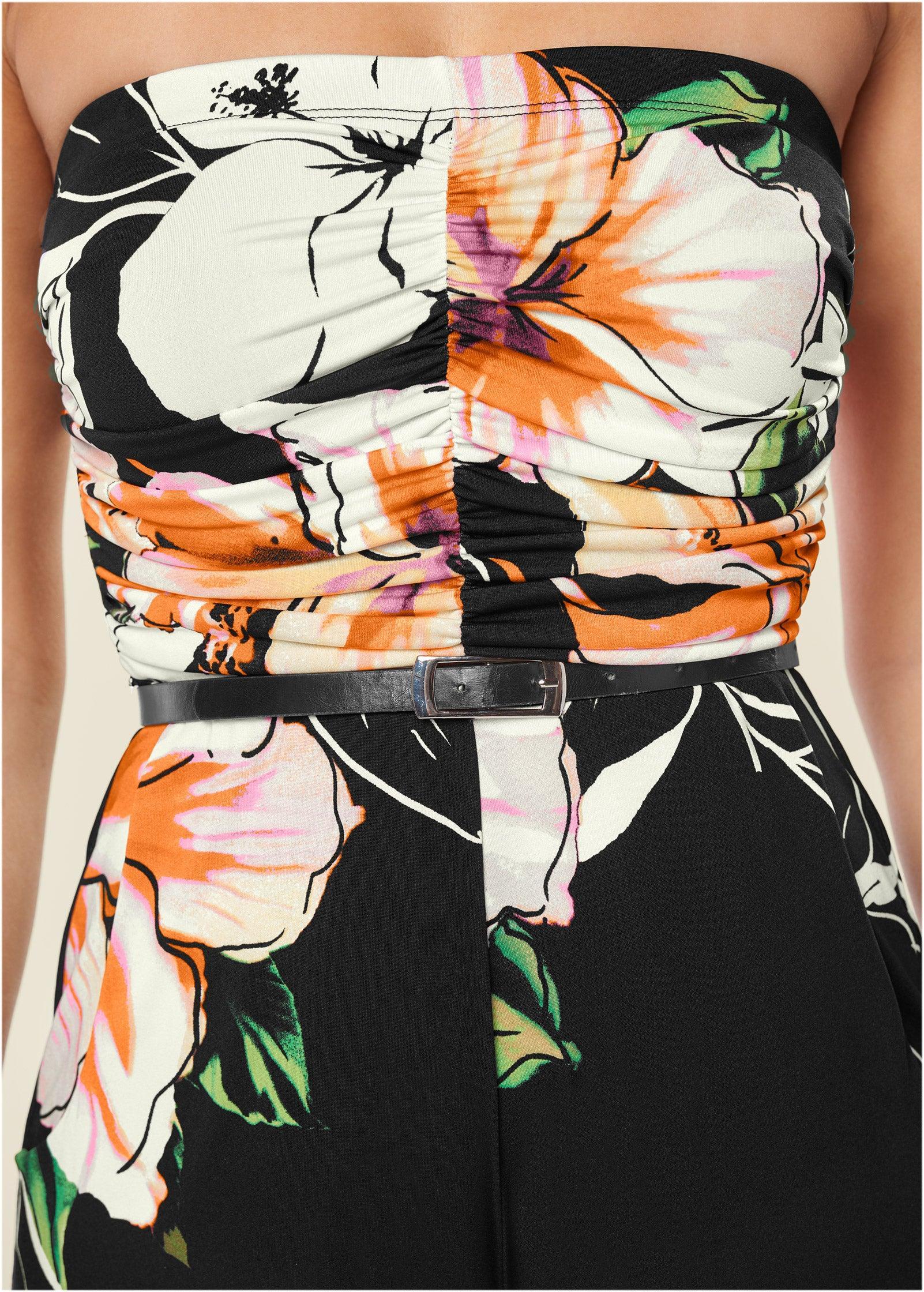 Strapless Culotte Jumpsuit - Black Multi Product Image