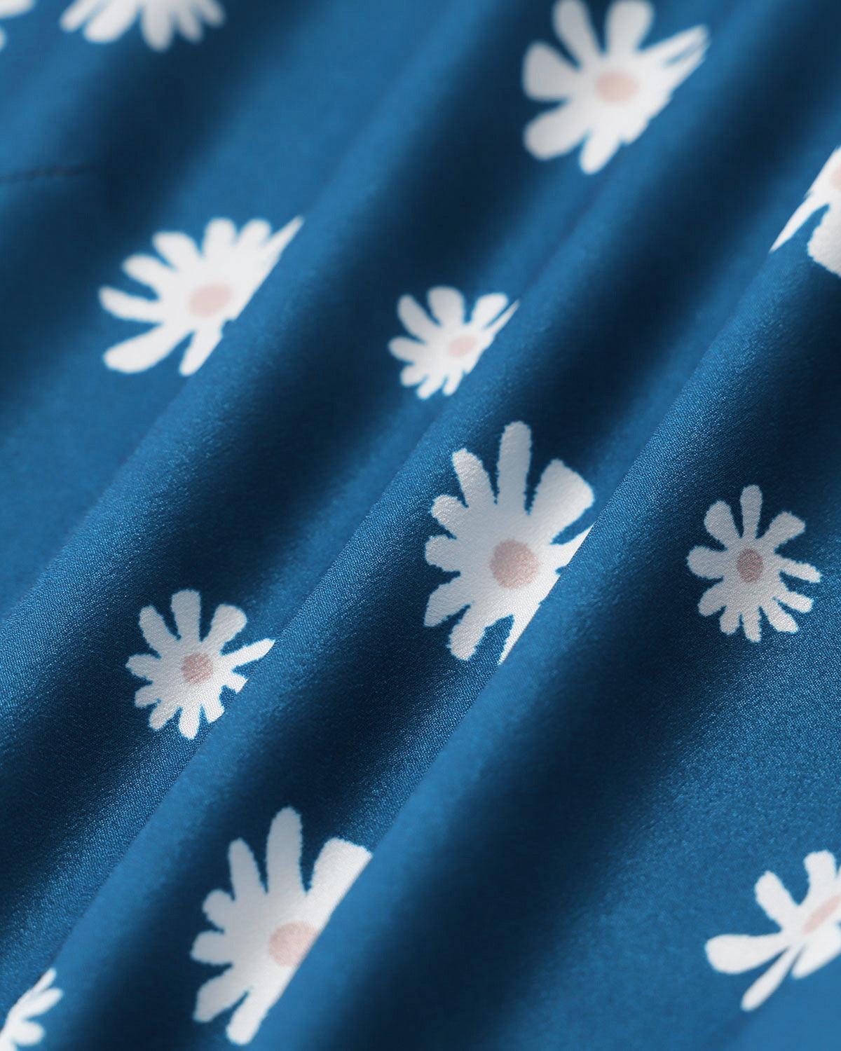 Blue Floral Wrap Mini Dress Product Image