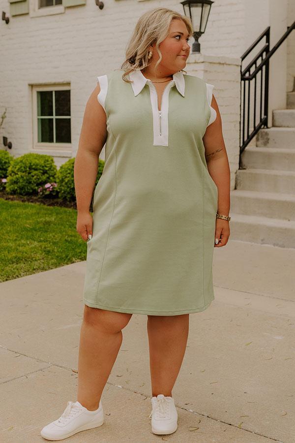 Beach House Brunch Mini Dress in Sage Curves Product Image