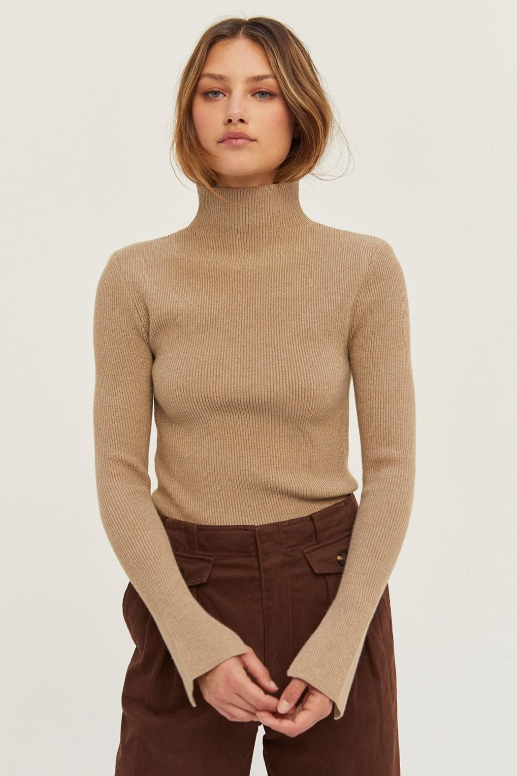 Padded Shoulder Ribbed Sweater Female Product Image