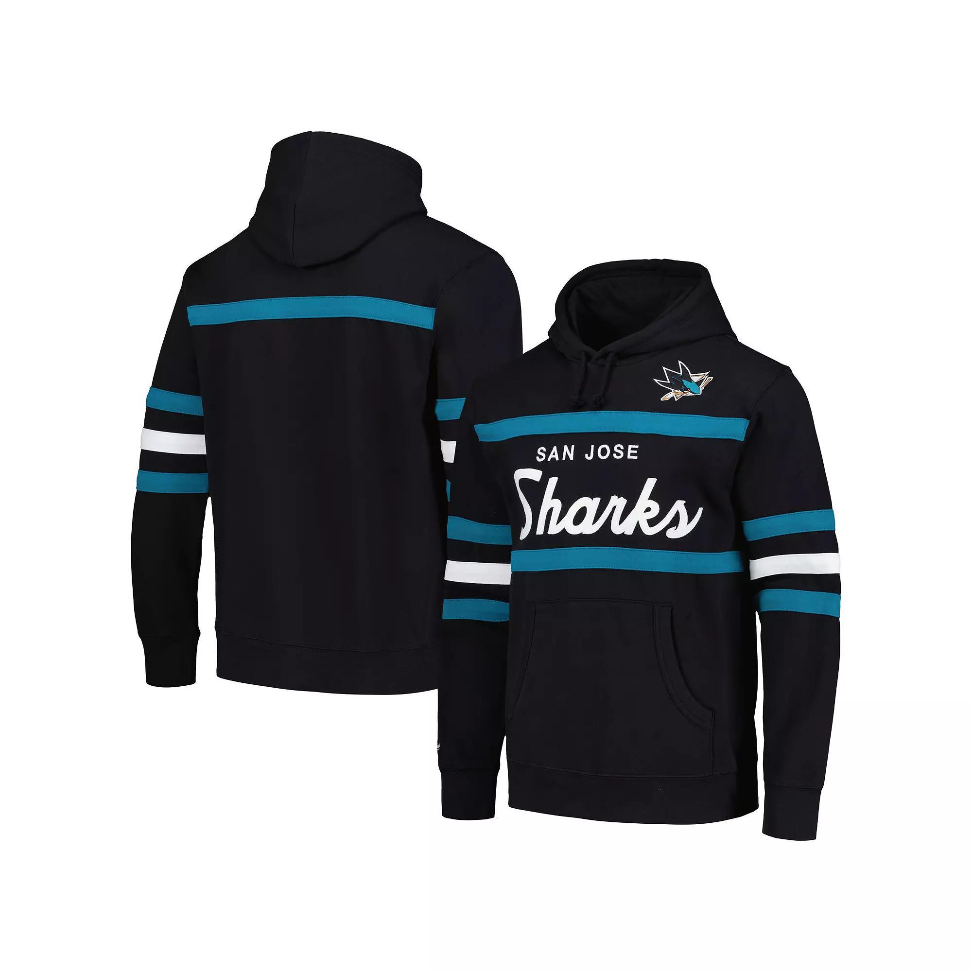 Men's Mitchell & Ness Black San Jose Sharks Head Coach Pullover Hoodie, Size: 2XL, Sks Black Product Image
