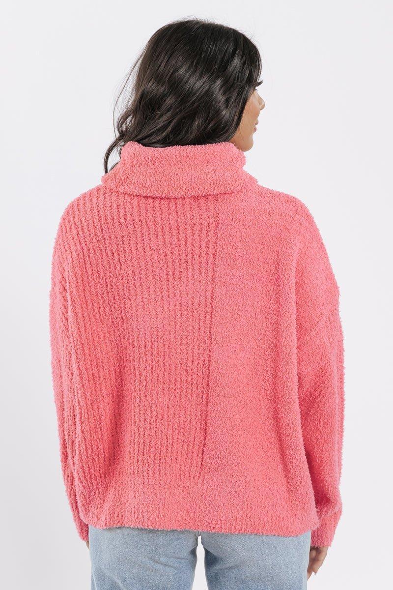 Pink Long Sleeve Turtleneck Sweater - FINAL SALE Female Product Image
