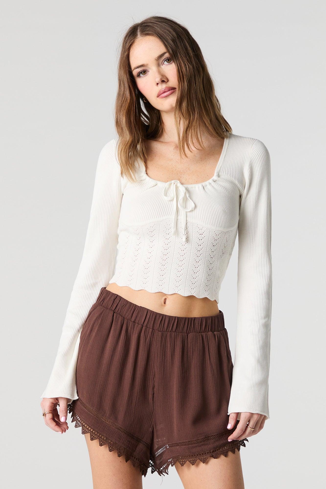 Lace Trim Elastic Waist Short Female Product Image