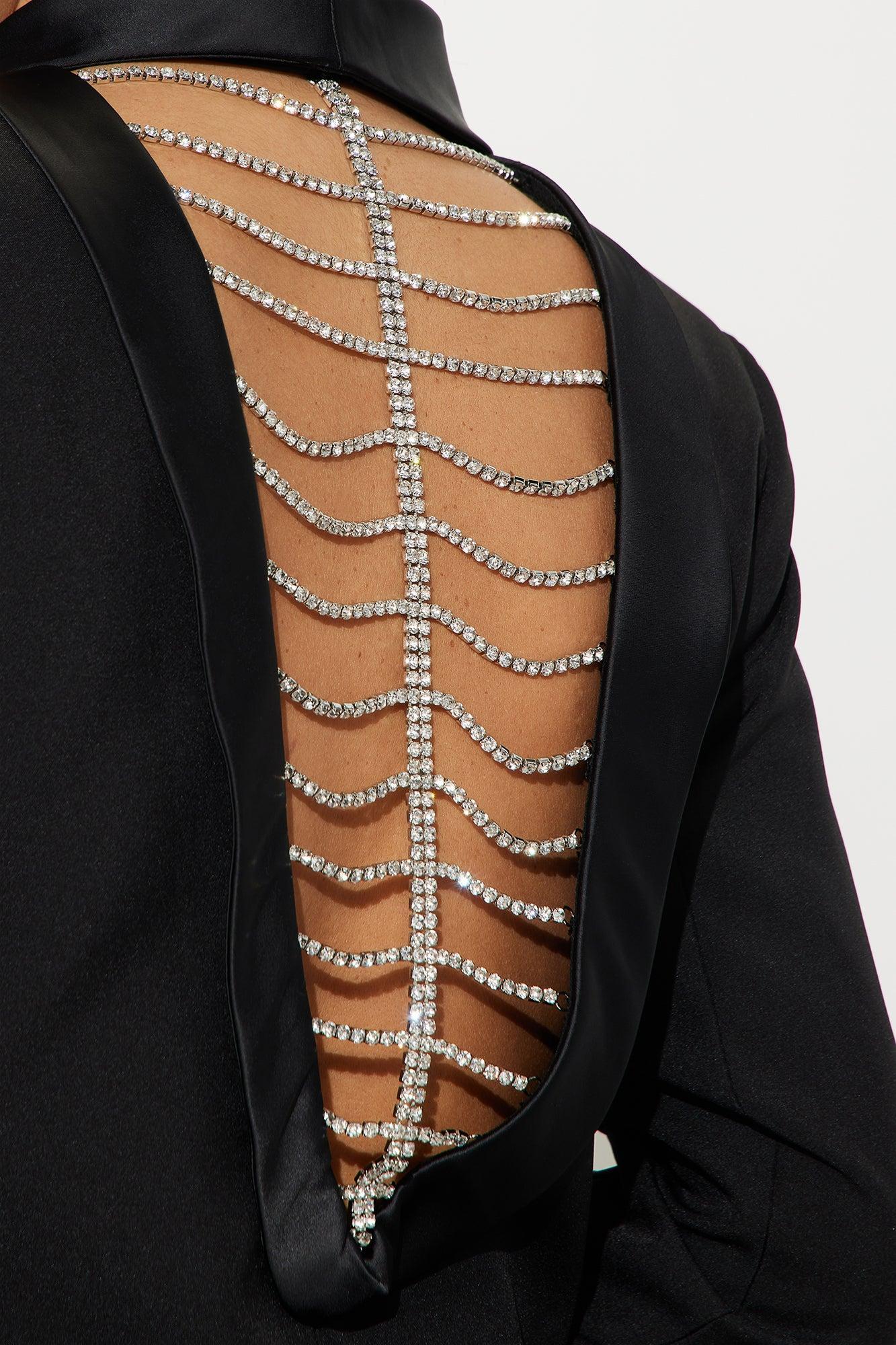 Cocktail Hour Rhinestone Blazer - Black Product Image