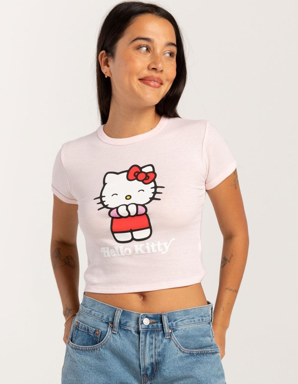 SANRIO Hello Kitty Happy Womens Baby Tee - LIGHT PINK Product Image