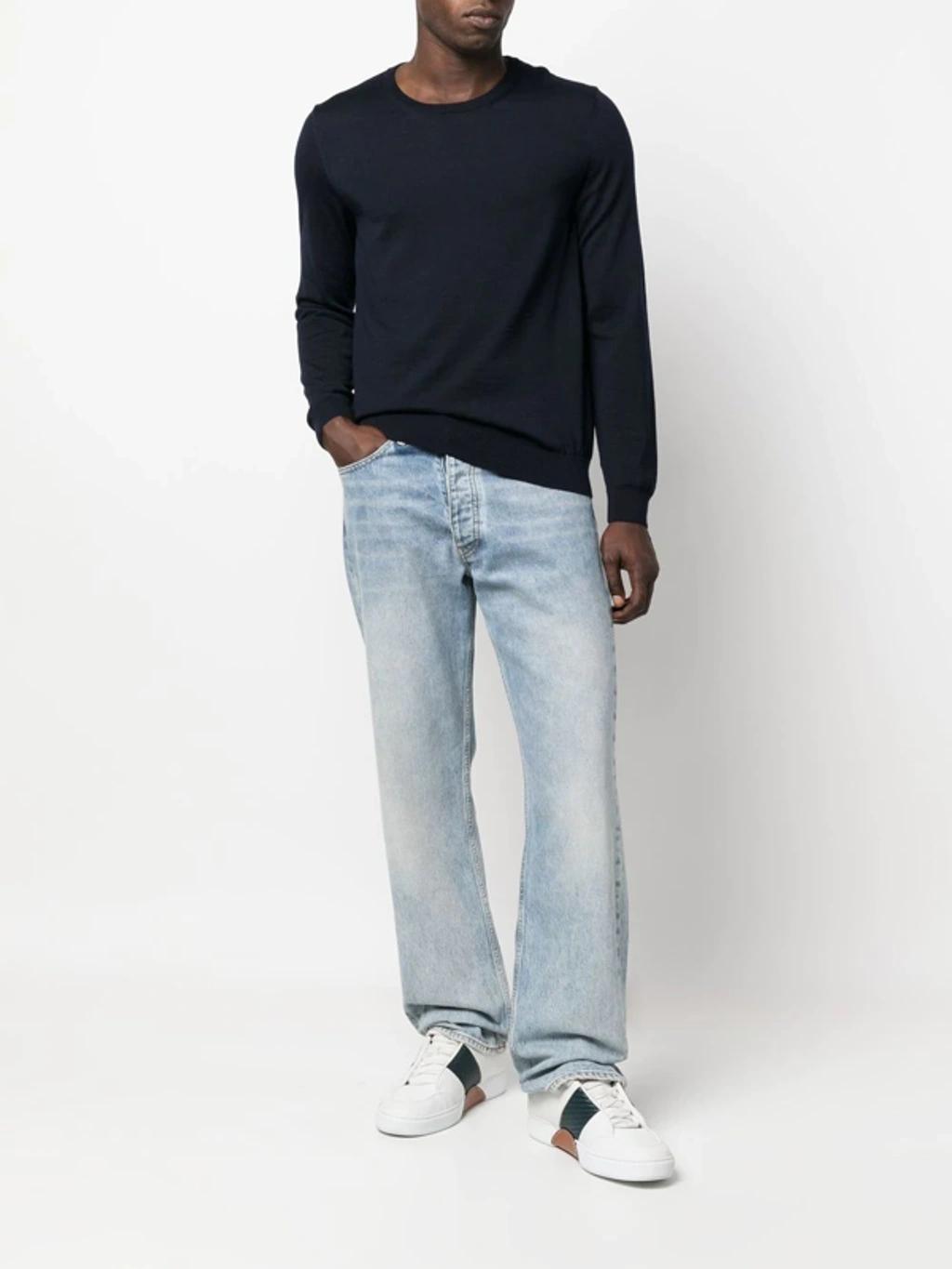 HUGO BOSS Crew Neck Pullover Sweater In Blue Product Image