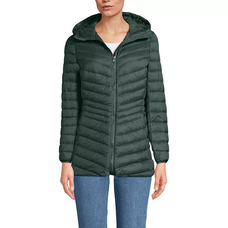 Petite Lands' End Wanderweight Ultralight Hooded Packable Down Jacket, Women's, Size: Small Petite, Evening Green Product Image