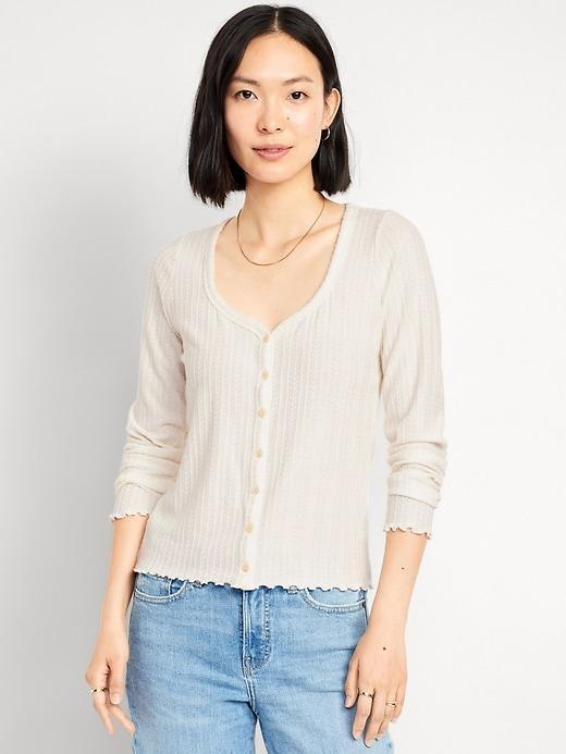 Button-Down Pointelle Top Product Image