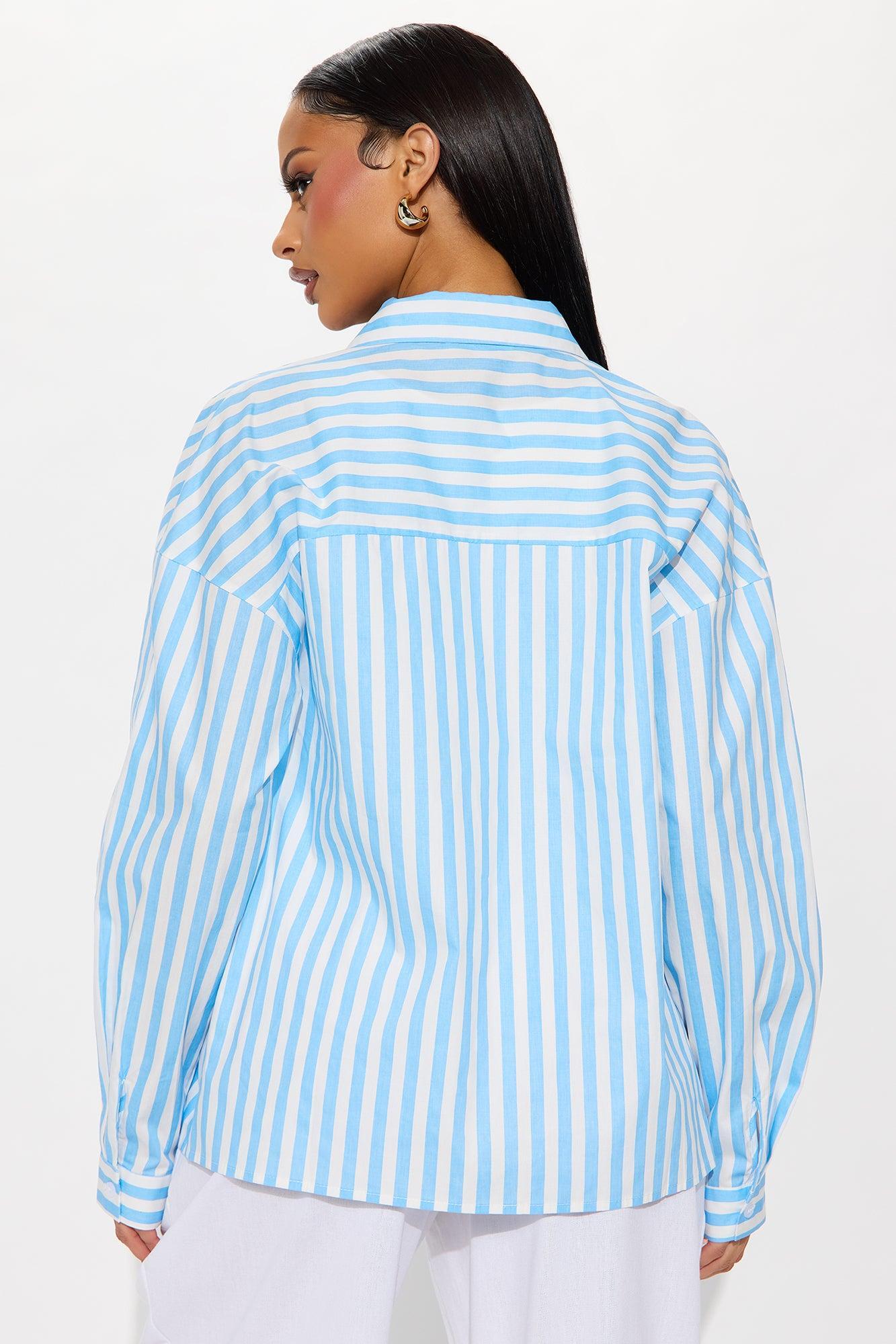 Between The Stripes Poplin Shirt - Blue/combo Product Image