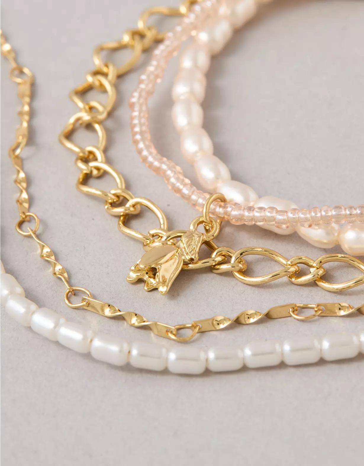 AEO Pink Pearl Tulip Bracelet 5-Pack Product Image