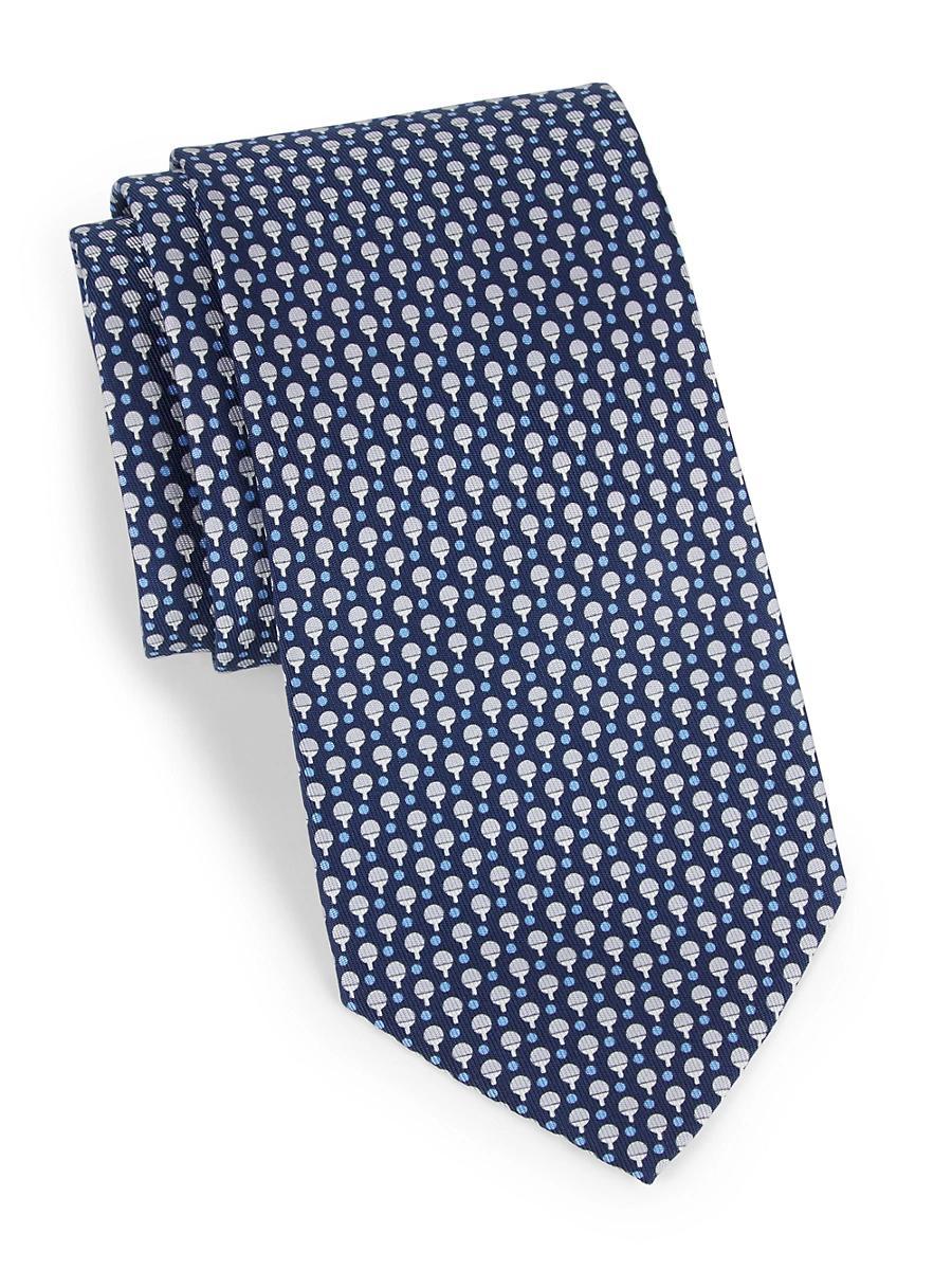 Mens Ping Pong Paddle Printed Silk Tie Product Image