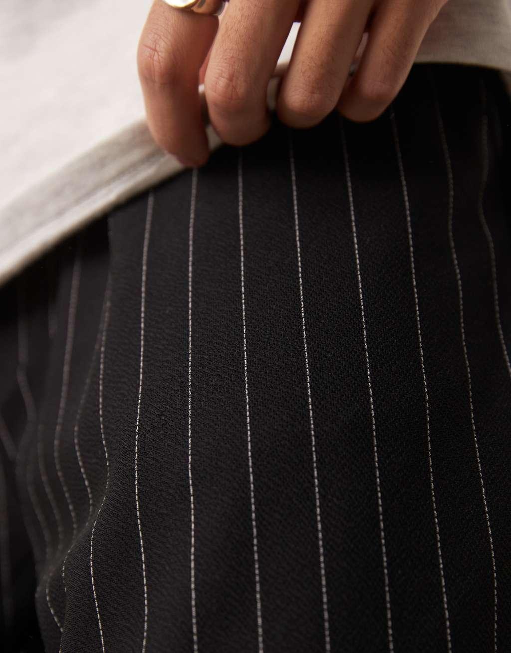 ASOS DESIGN baggy pants in black pinstripe - part of a set Product Image
