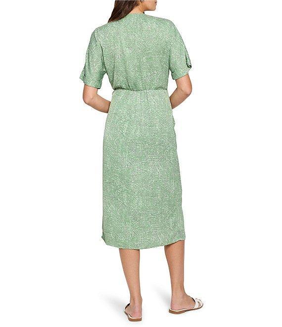 NIC + ZOE Swirling Sands Wren V-Neck Short Sleeve Wrap Dress Product Image