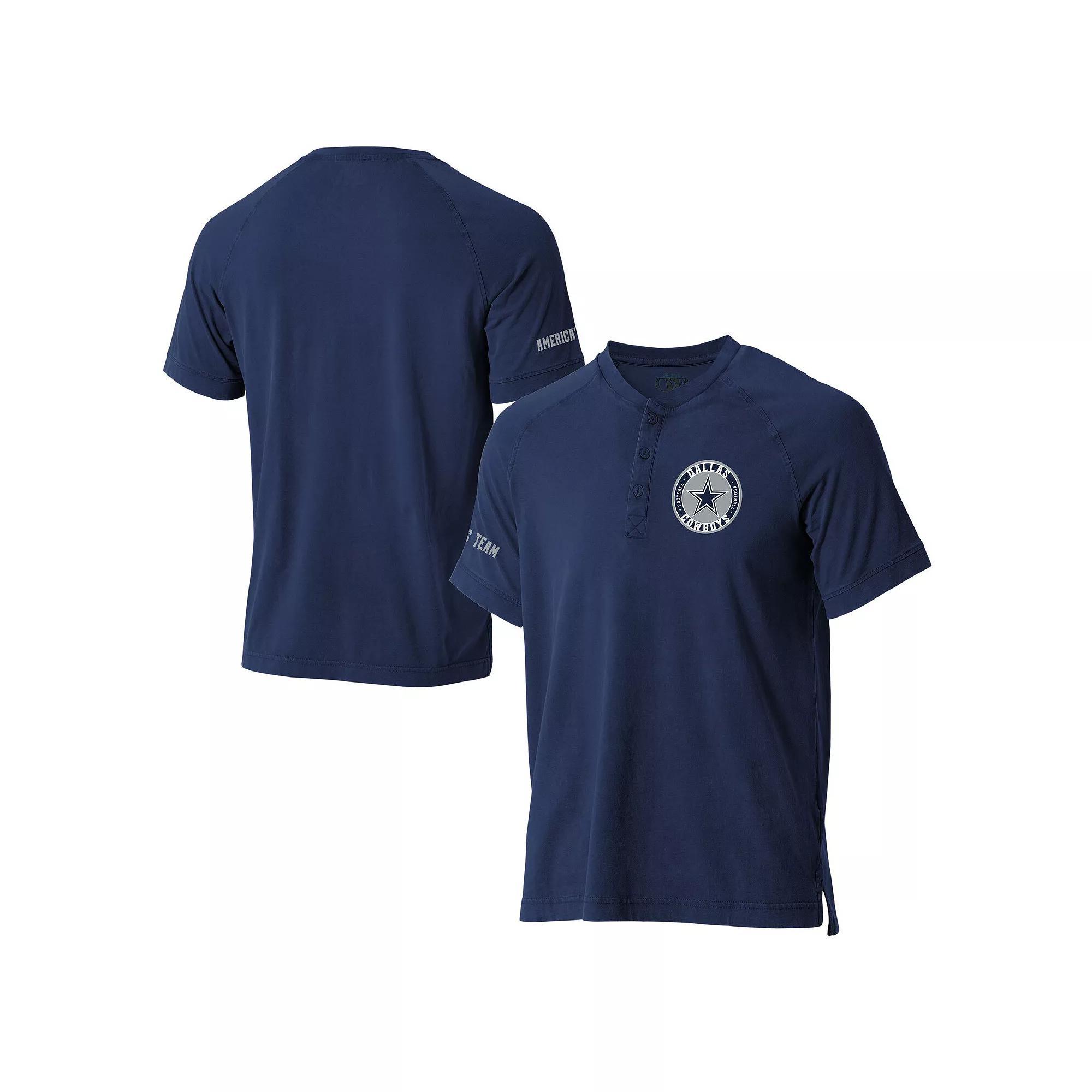 Mens NFL x Darius Rucker Collection by Fanatics Dallas Cowboys Washed Raglan Henley T-Shirt Blue Product Image