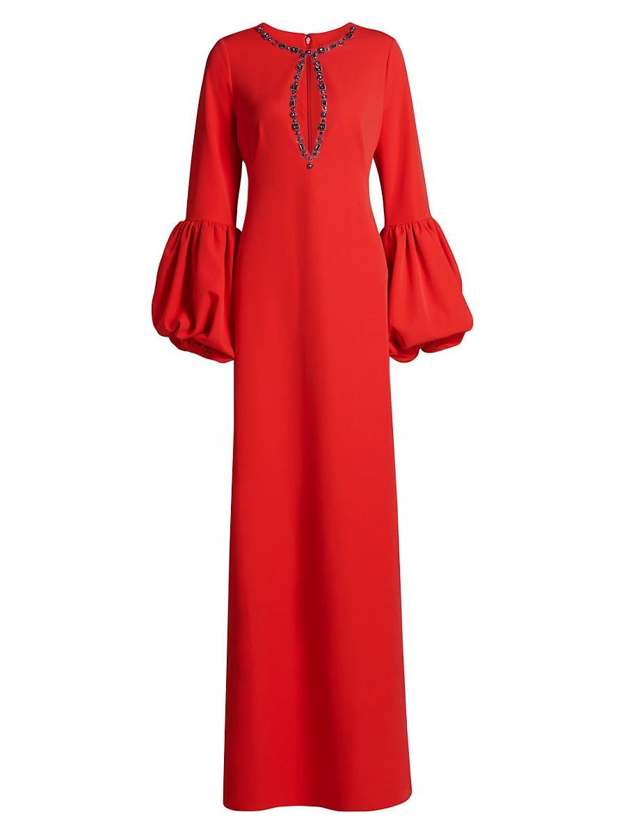 Womens Beaded Keyhole Crepe Gown Product Image