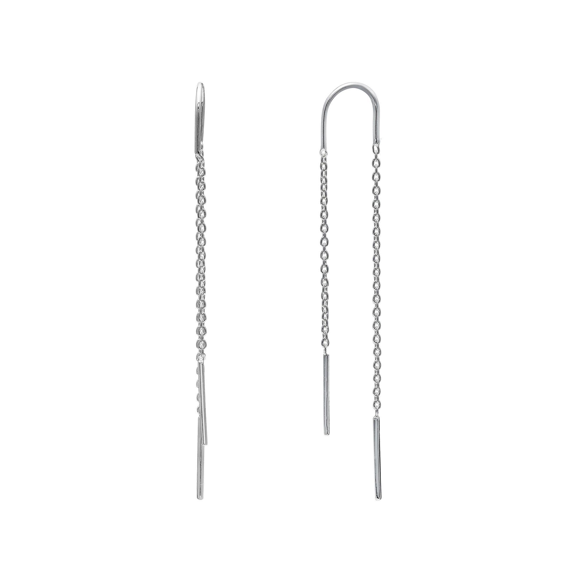 PRIMROSE Sterling Silver Chain Threader Drop Earrings, Women's, Silver Tone Product Image