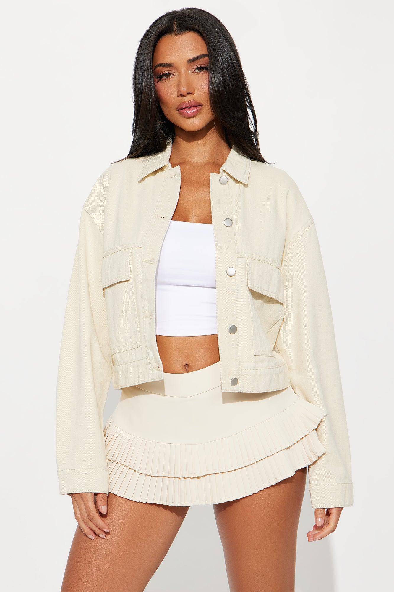 Casual Cool Denim Shacket - Cream Product Image