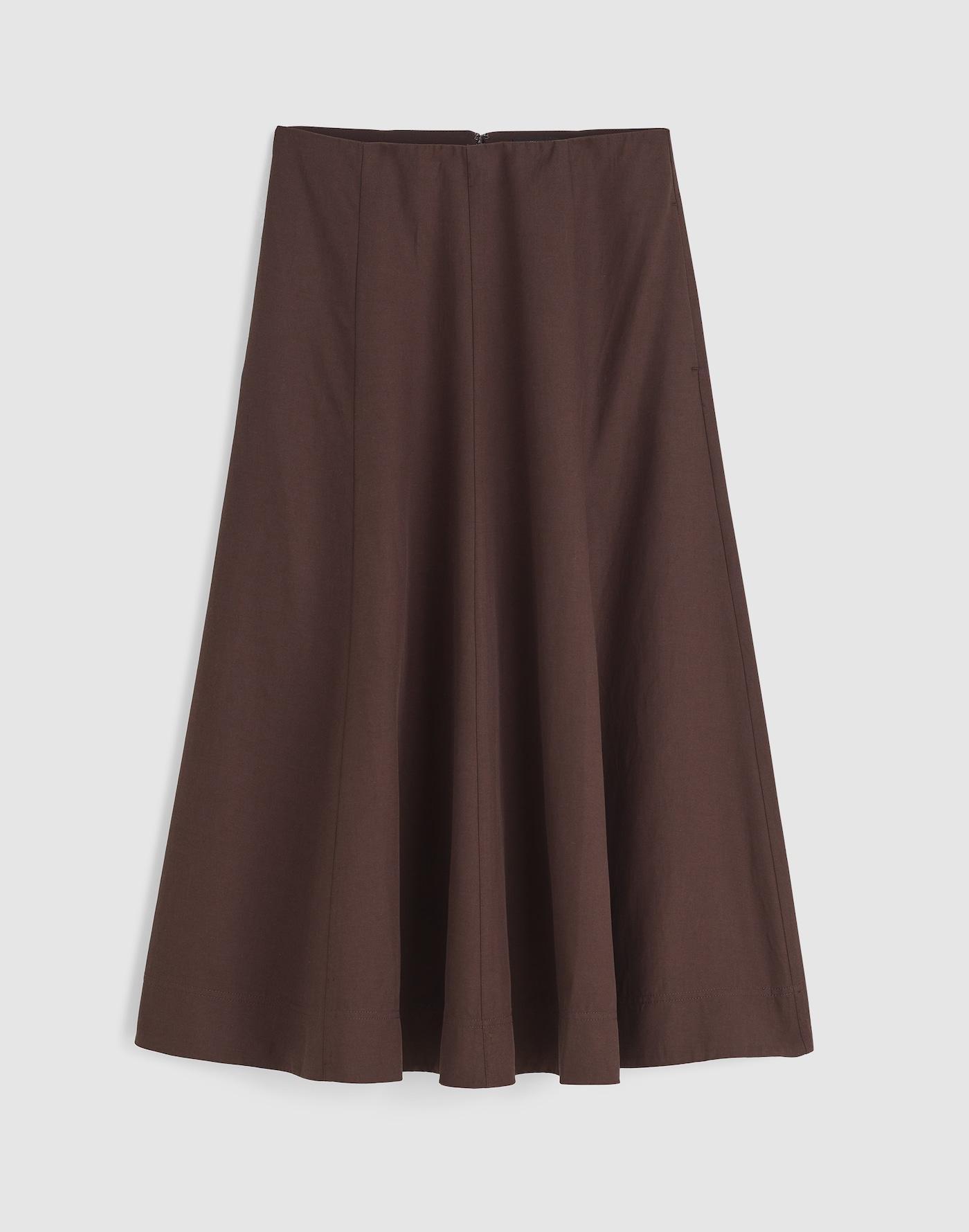 Paneled Midi Skirt in Cotton-Blend Twill Product Image