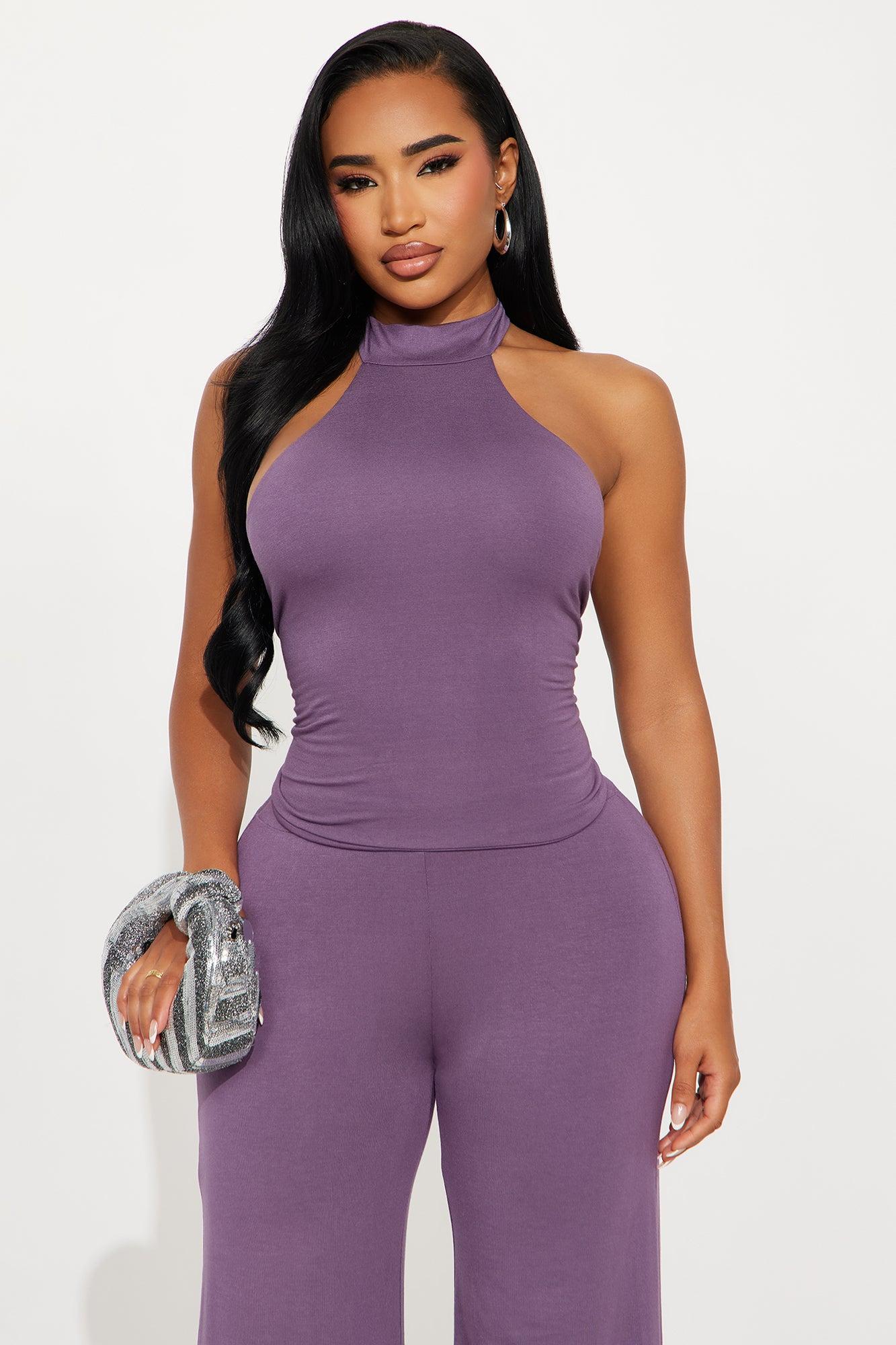 Dark Halo Halter Pant Set - Purple Product Image