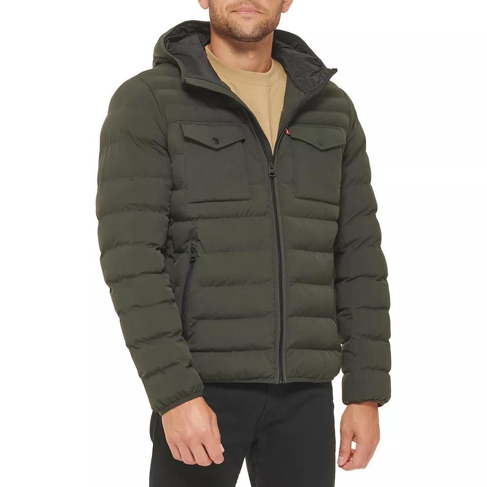 Mens Levis Stretch Two Pocket Quilted Hooded Jacket Product Image