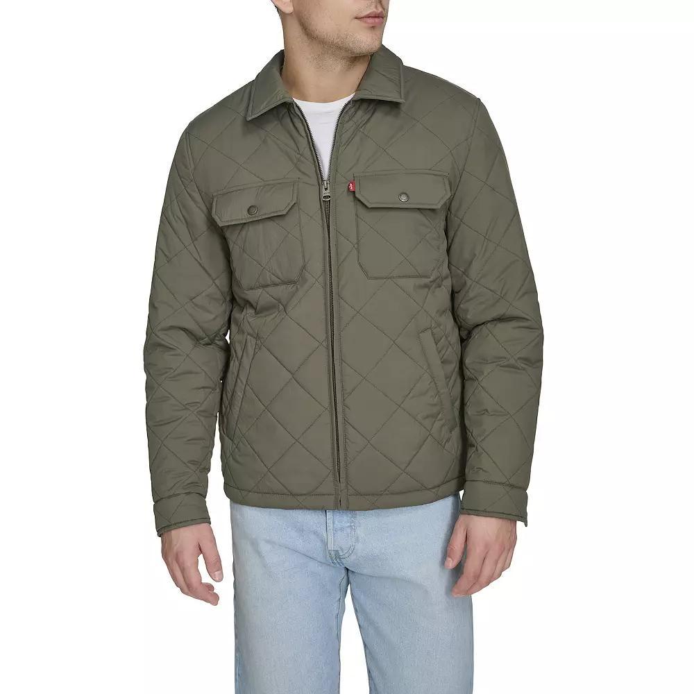 Men's Levi's® Quilted Jacket with Laydown Collar, Size: Medium, Green Product Image