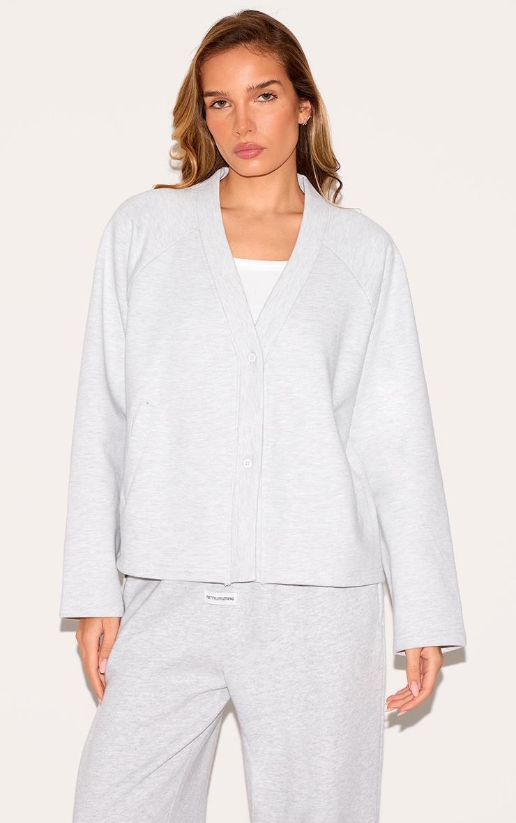 Ash Grey Premium Boxy Sweat Cardigan Product Image