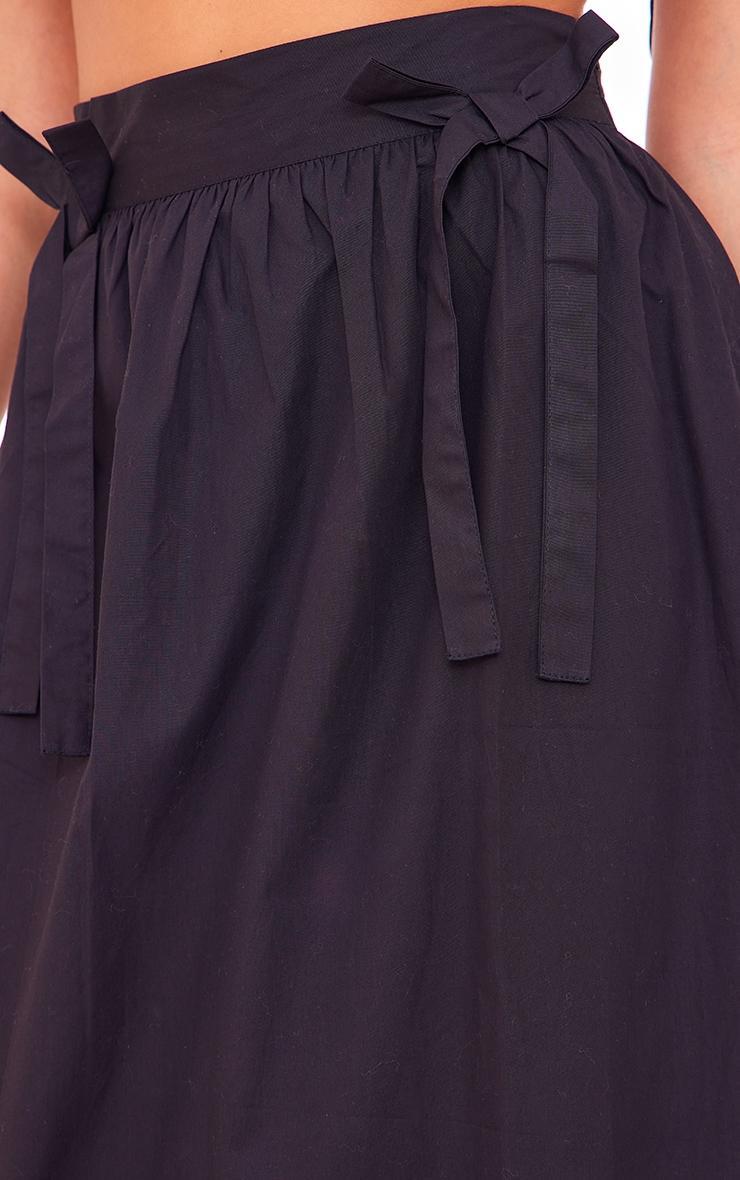 Black Cotton Poplin Bow Detail Maxi Skirt Product Image