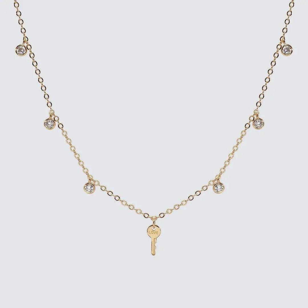 Crystal Droplet + Mini Key Necklace Product Image