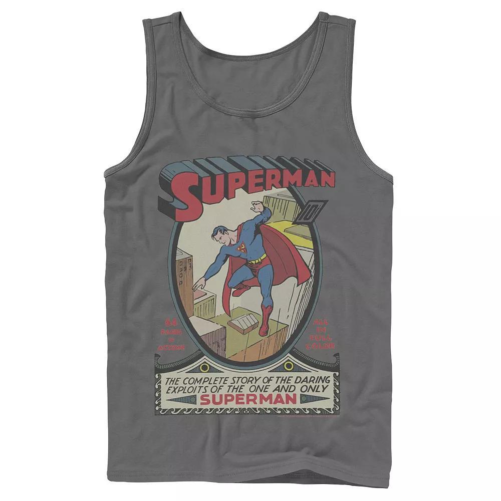 Men's DC Comics Superman 64 Pages Of Action Comic Cover Tank Top, Size: XL, Grey Product Image
