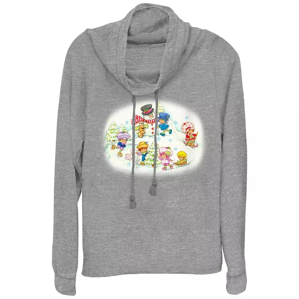 Womens Strawberry Shortcake Winter Fun Cowlneck Graphic Lightweight Long Sleeve Gray Grey Product Image