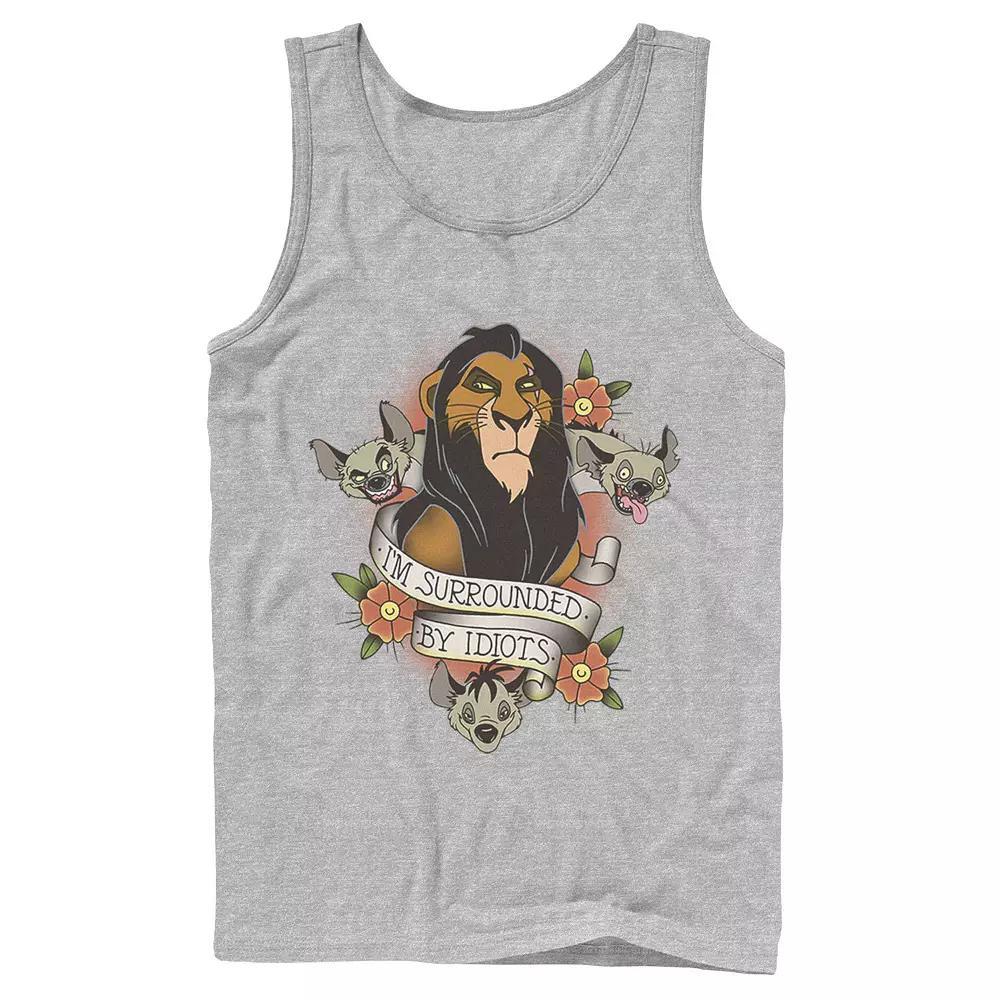 Disney's The Lion King Scar With Hyenas Men's Surrounded By Idiots Tank Top, Size: Large, Athletic Grey Product Image