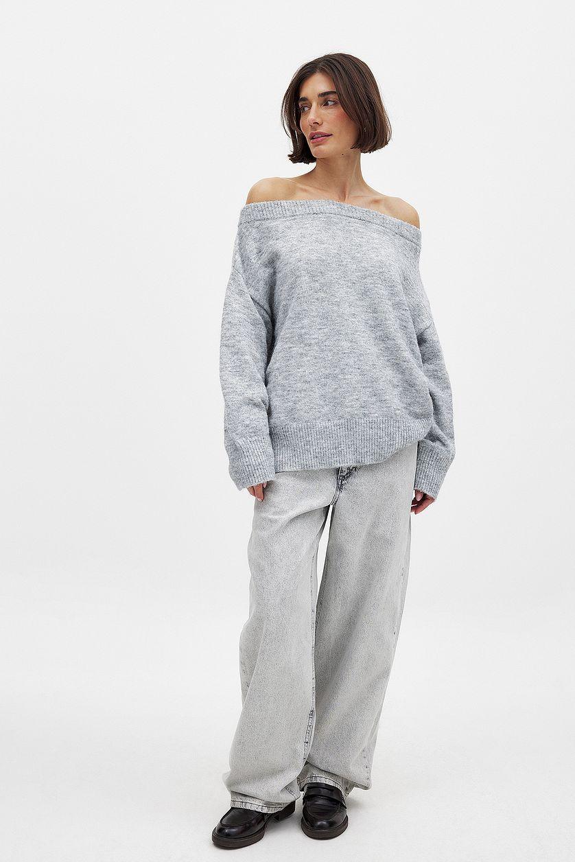 Knitted Off Shoulder Sweater Product Image
