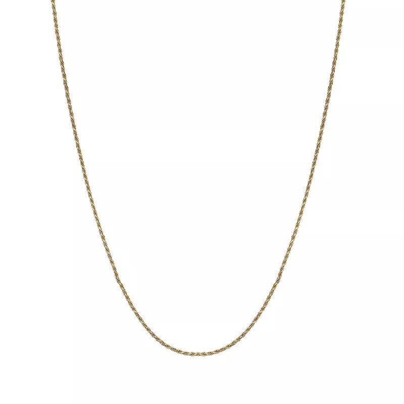 PRIMROSE 18k Gold over Sterling Silver Rope Chain Necklace, Womens Gold Tone Product Image