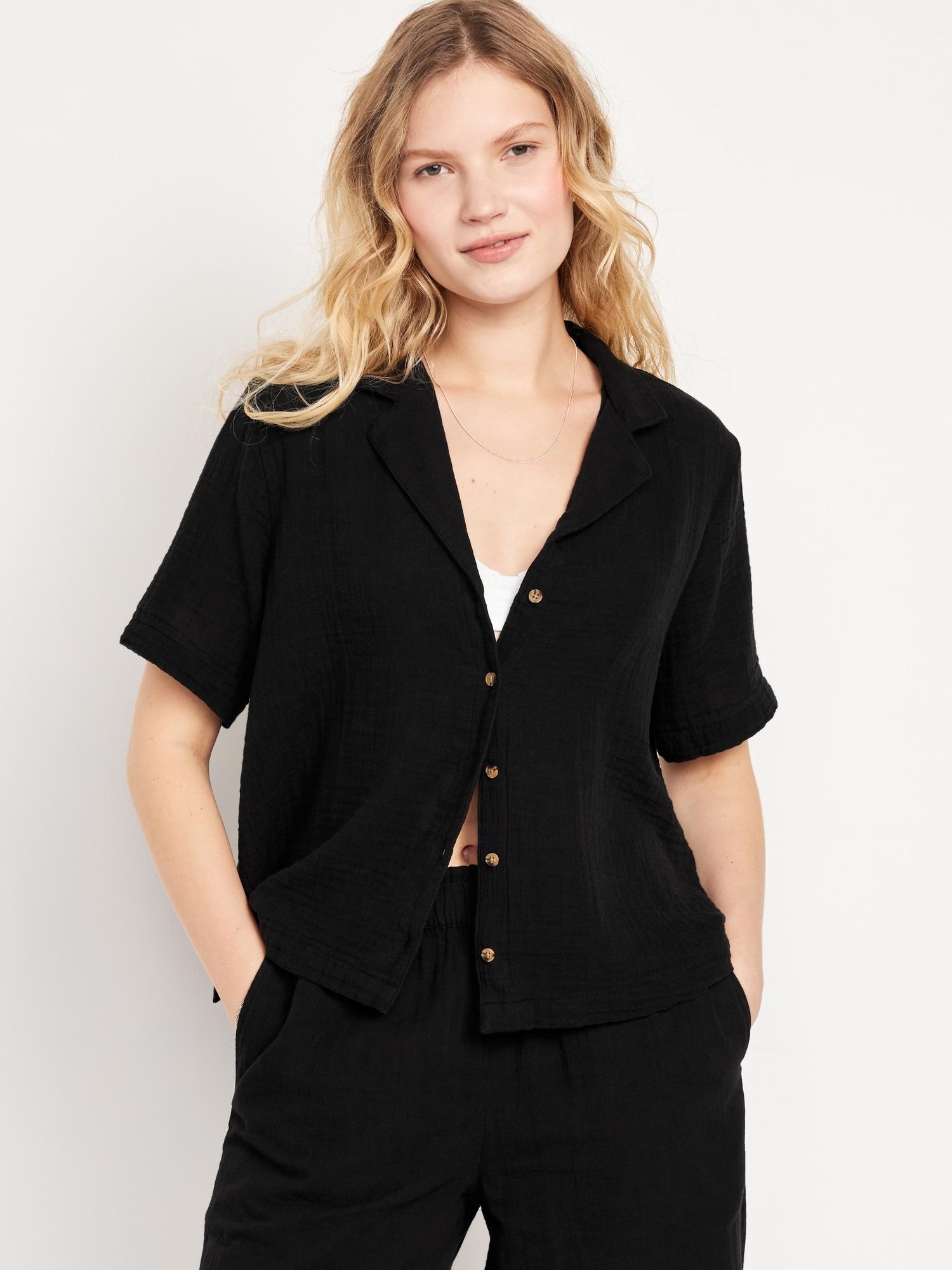 Crinkle Gauze Button-Down Shirt Product Image
