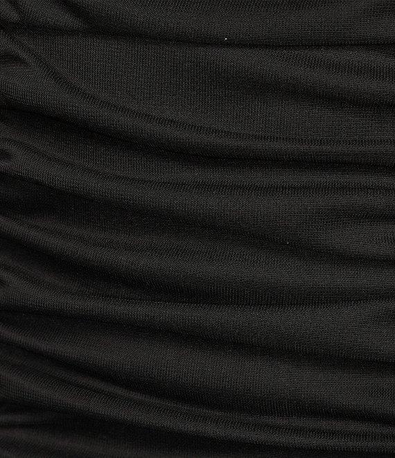 Morgan & Co. Sleeveless V-Neck Lace Bodice Rouched Matte Chiffon Skirt Dress Product Image