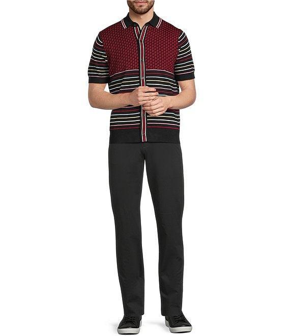 Murano The Murano Show Collection Short Sleeve Jacquard Striped Coat Front Shirt Product Image