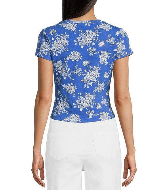 Copper Key Knit Floral Print T-Shirt Product Image