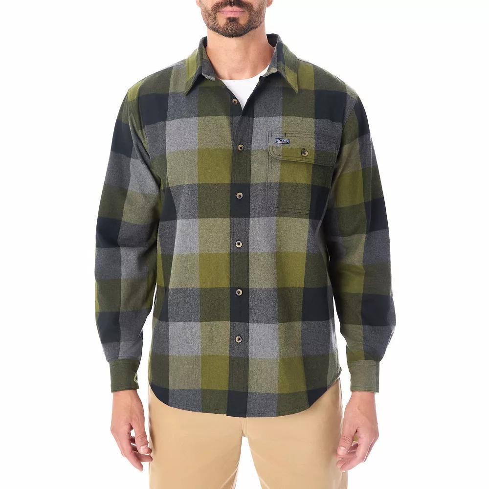 Big & Tall Smith's Workwear Pocket Flannel Shirt, Men's, Size: 3XB, Lively Green Gray Product Image