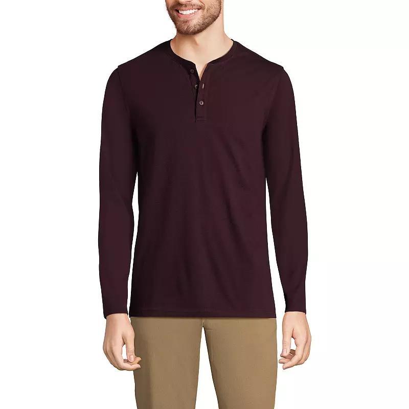 Men's Lands' End Long Sleeve Supima Jersey Henley Top, Size: XXL, Black Product Image