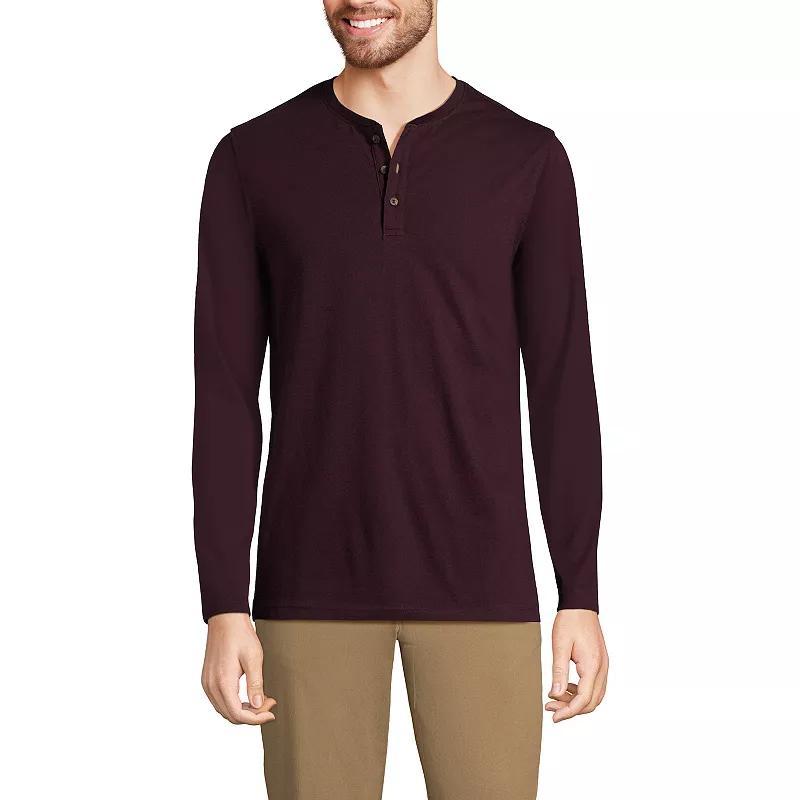 Men's Lands' End Long Sleeve Supima Jersey Henley Top, Size: XXL, Black Product Image