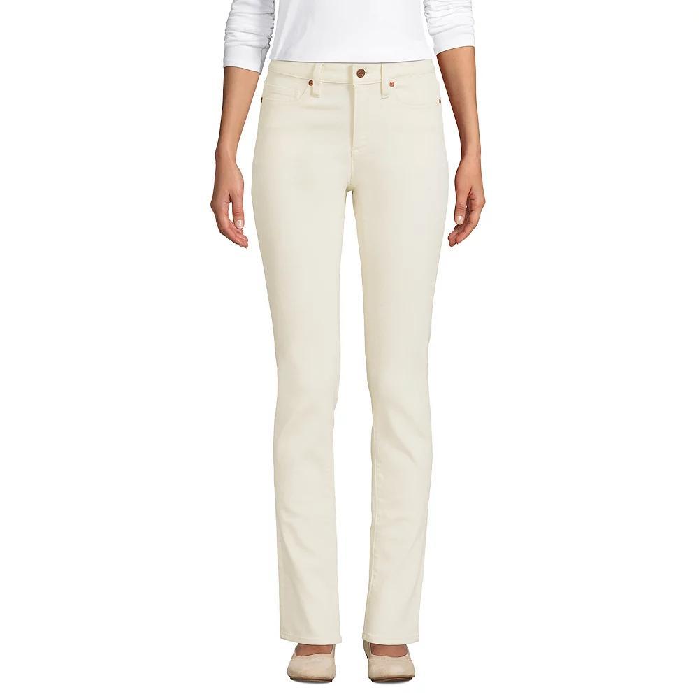 Women's Lands' End Recycled Denim Mid-Rise Straight-Leg Jeans, Size: 18X32, Natural Product Image