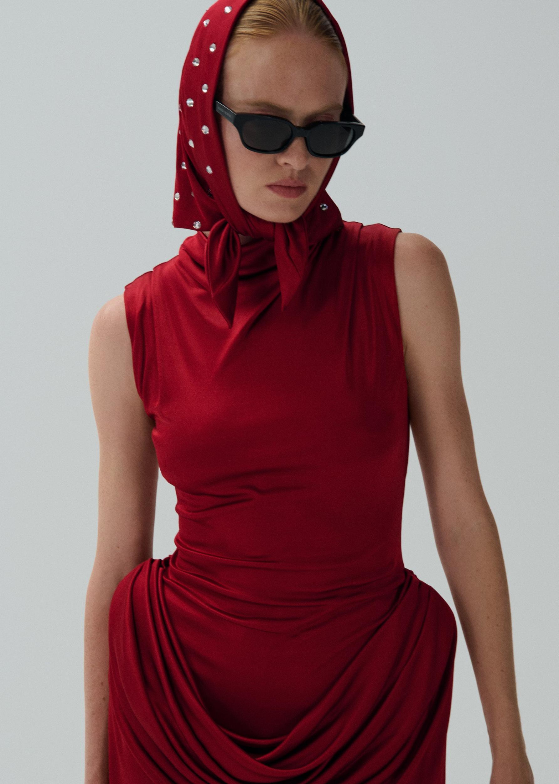 Padded hip mini dress in red Product Image