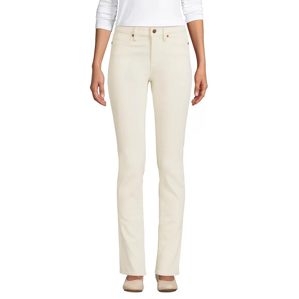 Women's Lands' End Recycled Denim Mid-Rise Straight-Leg Jeans, Size: 18X32, Natural Product Image