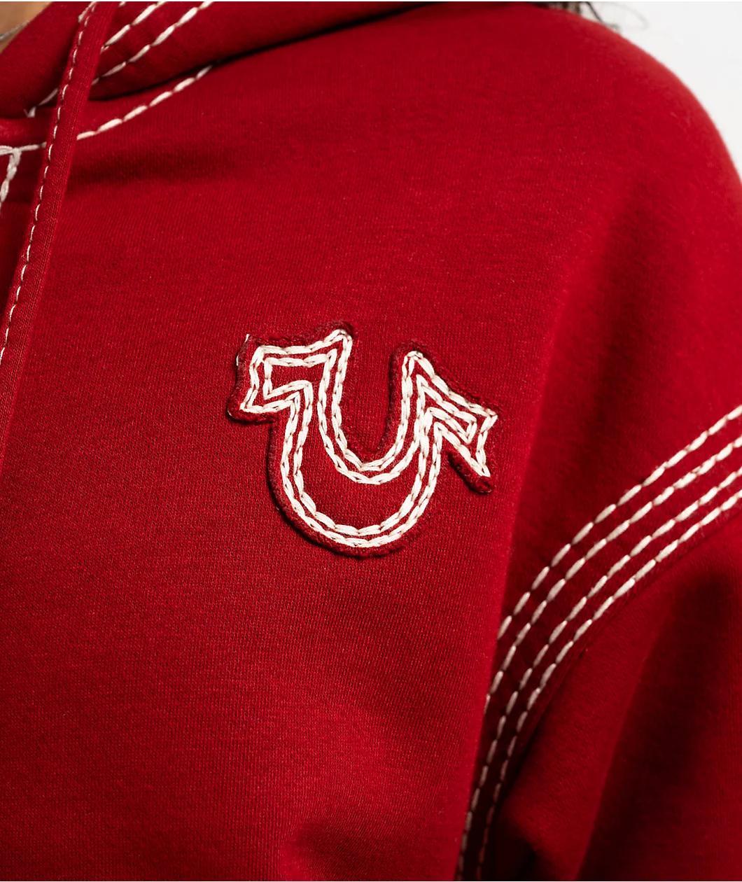 True Religion Big T Horseshoe Red Zip Hoodie Product Image