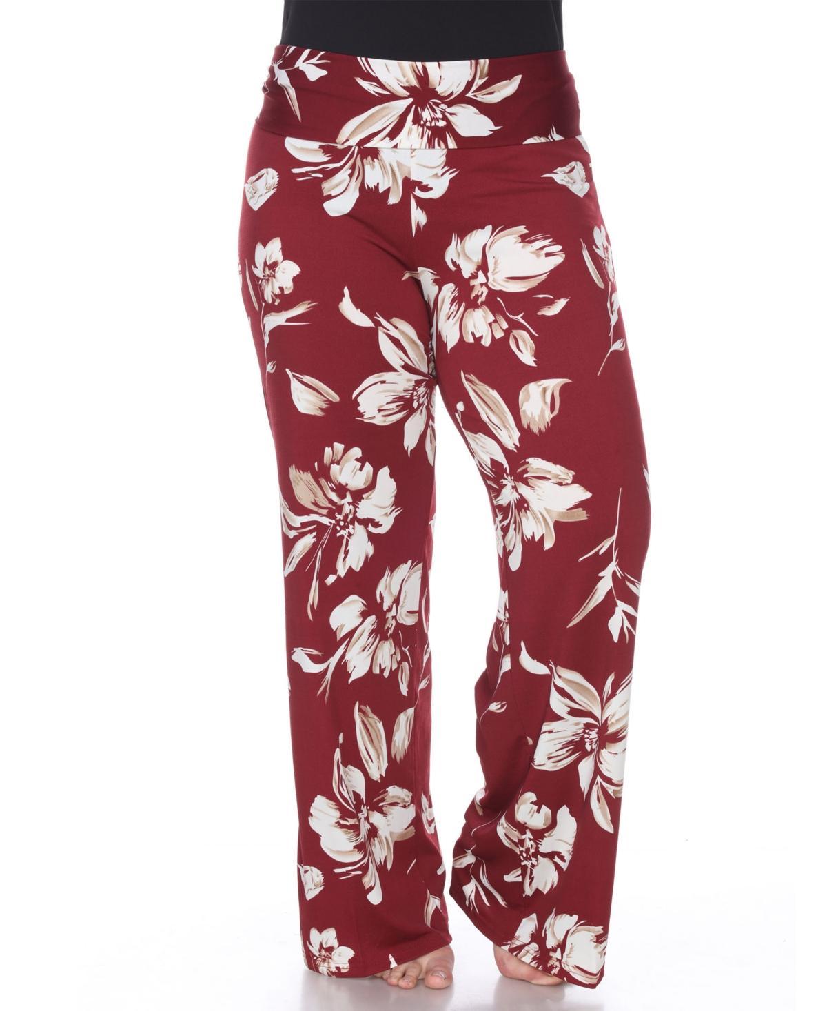 Women's Plus Size Floral Printed Palazzo Pants - White Mark Product Image