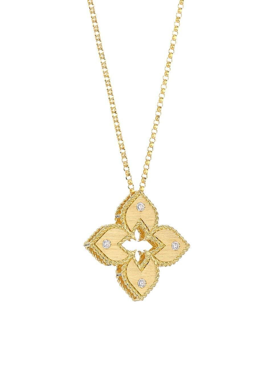 Roberto Coin 18K Yellow Gold Petite Venetian Princess Diamond Pendant Necklace, 17 Product Image