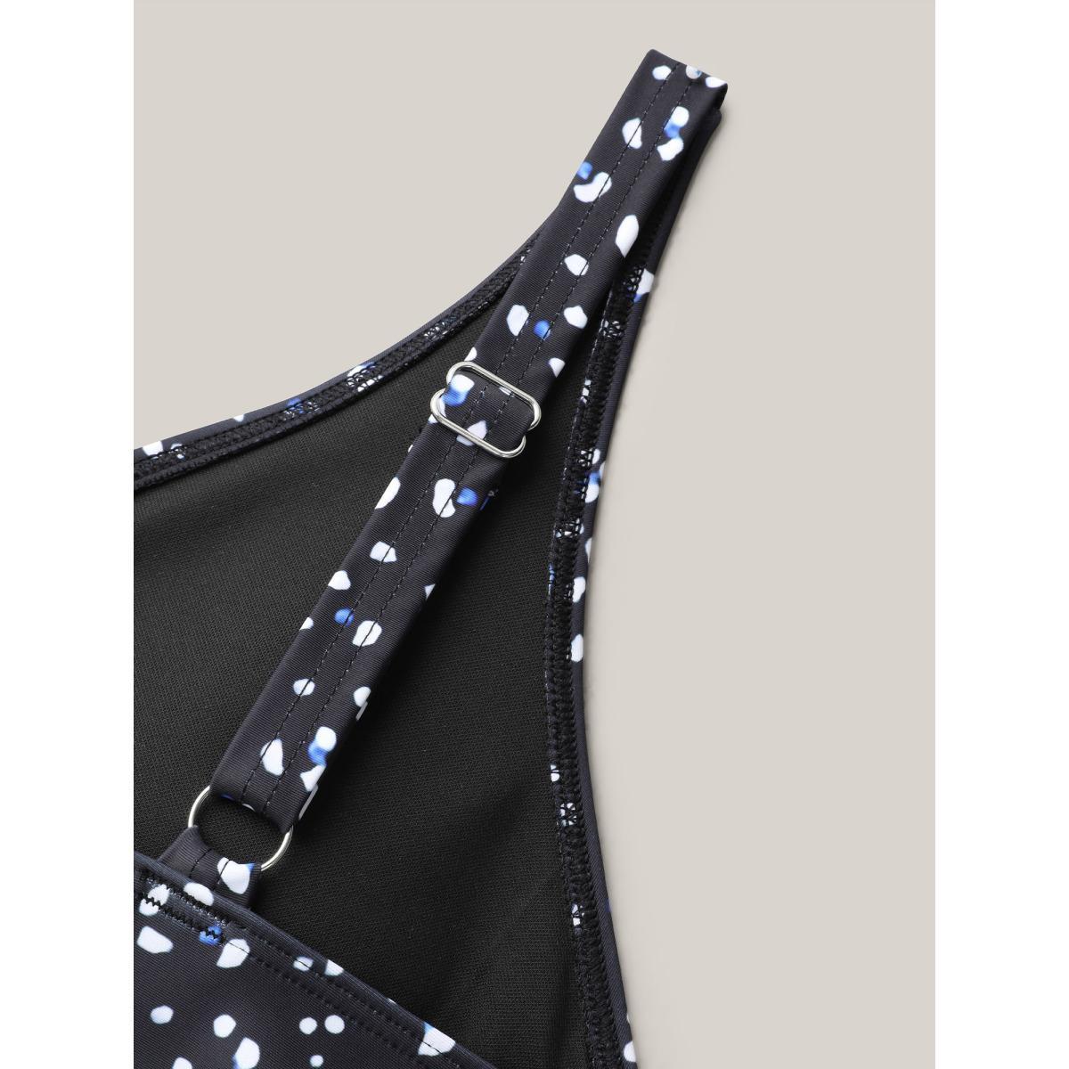 Plus Size Dot Print Layered Twist-Front One-Piece Swimsuit Women's Swimwear Black Beach Twist Curve Bathing Suits High stretch One Pieces BloomChic 22-24/3X Product Image