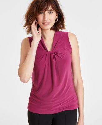 Kasper Womens Knot-Neck Pull-On Sleeveless Top Product Image