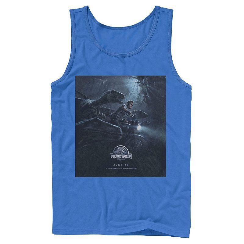 Men's Jurassic Park Velociraptor Tears Through Tank Top, Size: Small, Blue Product Image