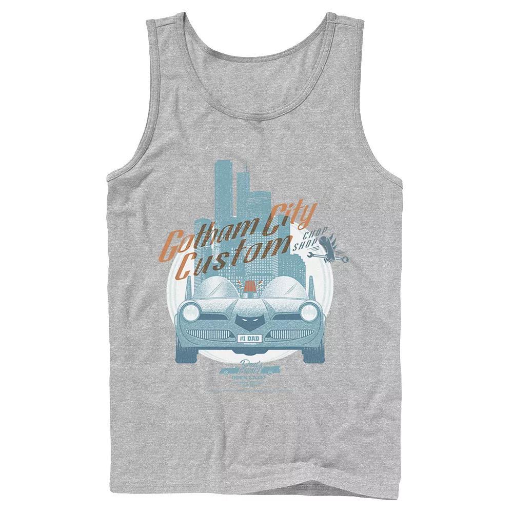 Men's DC Comics Gotham City Customs Shop Poster Tank Top, Size: Large, Athletic Grey Product Image